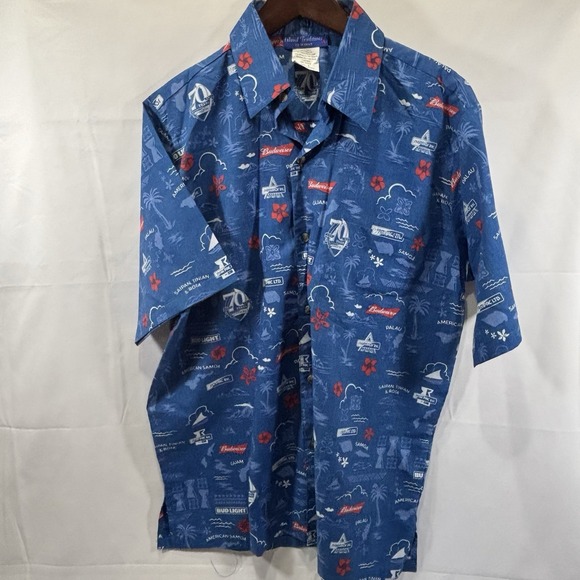 Island Traditions of Hawaii Men's Hawaiian Shirt Bud Light Diamond Head Hook HTF - Picture 3 of 5